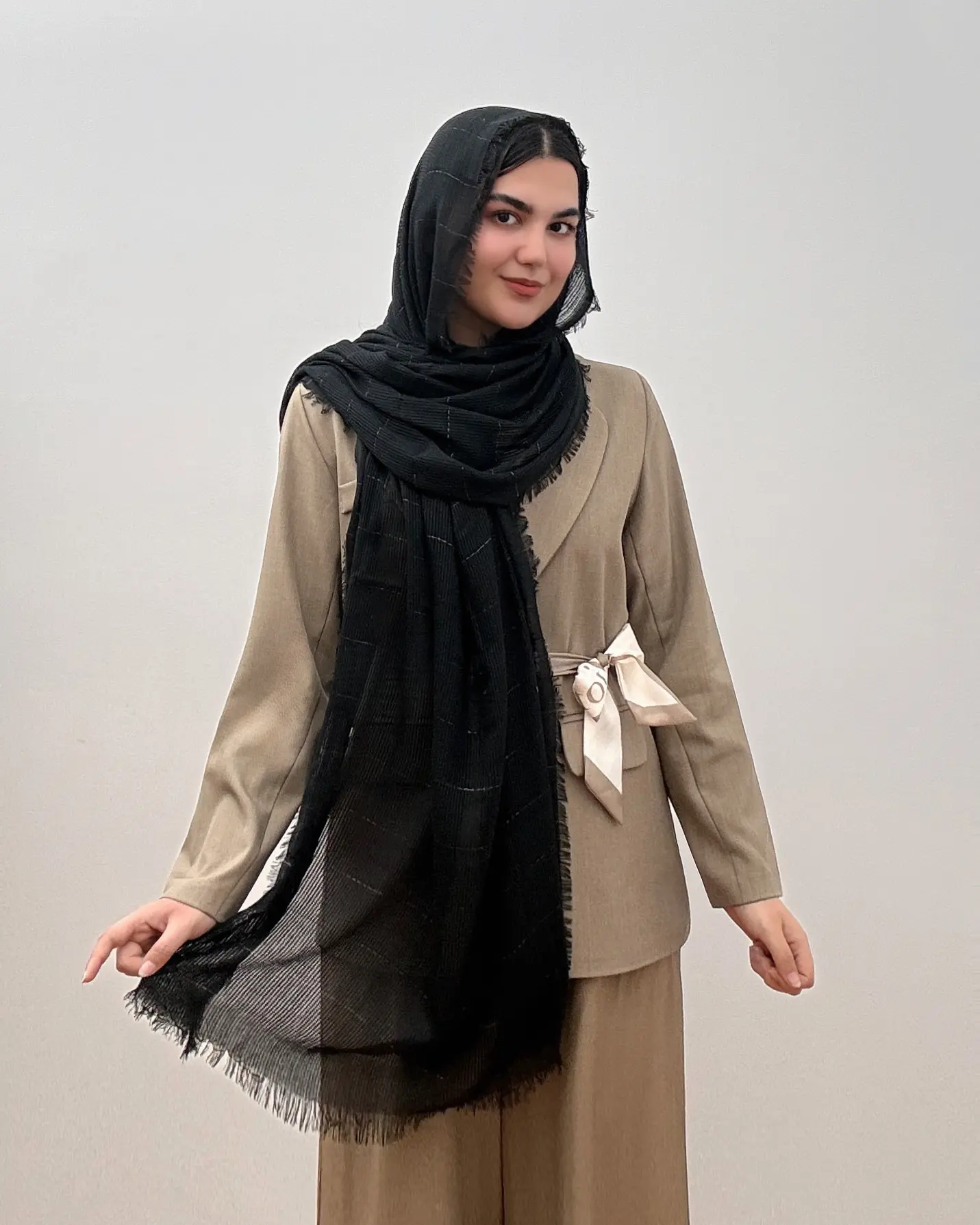 شال نخی و خنک مدل حصیری